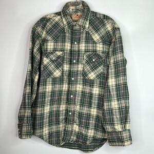 Vintage Buffalo Bill Western Green Button Up Shirt Large